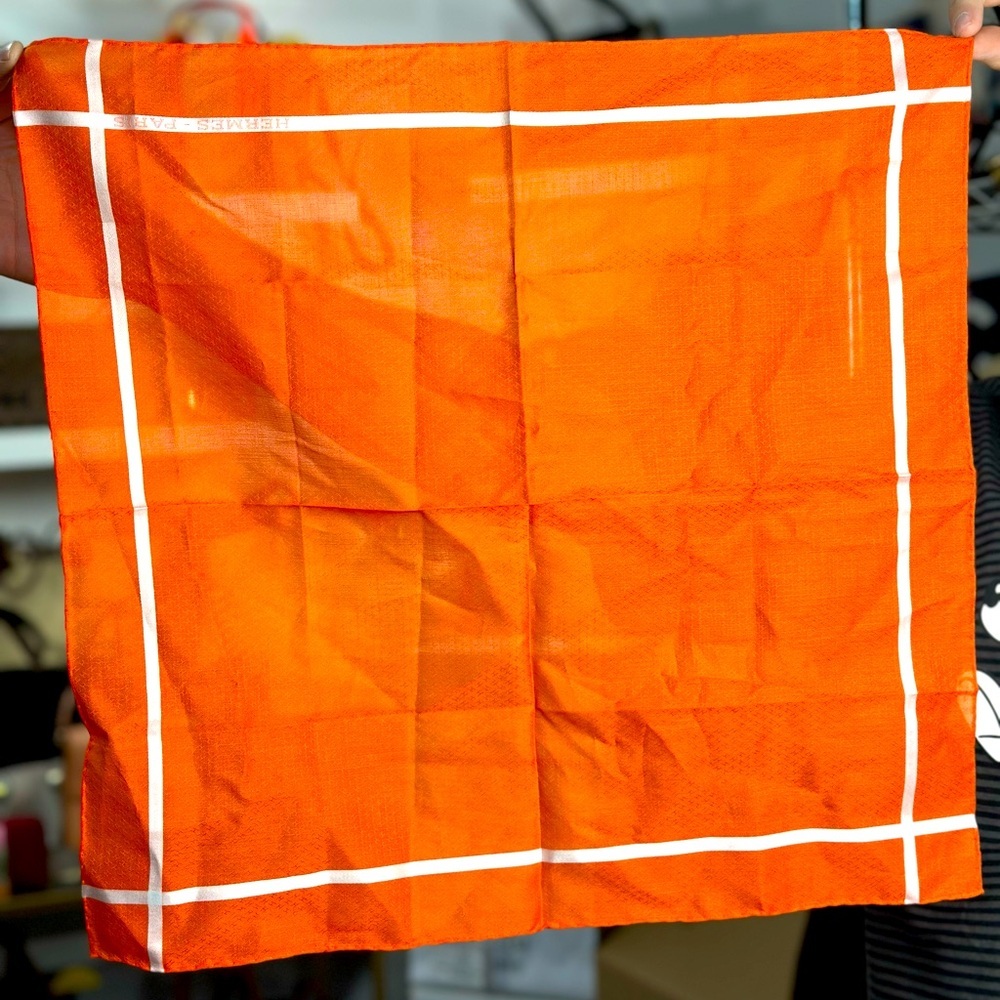 Hermes Orange Cotton Blend Scarf - Picture 1 of 1